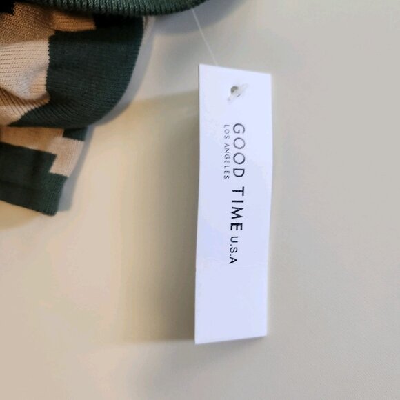 Good Time USA Cropped Sweatshirt Full Zip Long Sleeve Green Geometric Large‎ NEW - Picture 16 of 16